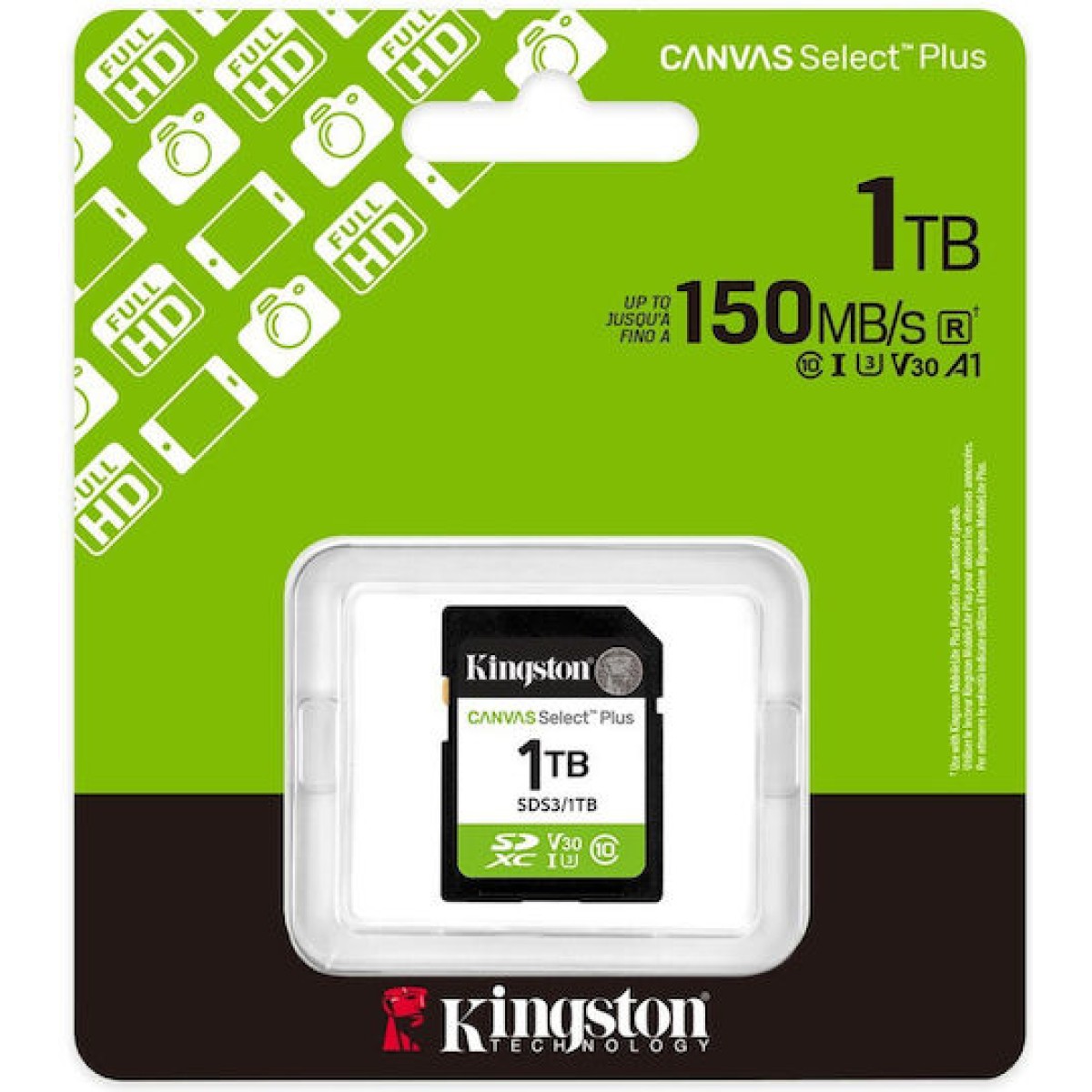1tb Sd Memory Card Kingston Canvas Select Plus Class 10 Uhs-i Read Speed Up To 150mb/s