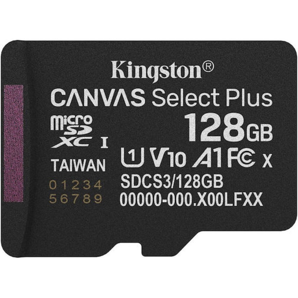 Kingston Canvas Select Plus microSDXC 128GB Class 10 U1 A1 με αντάπτορα