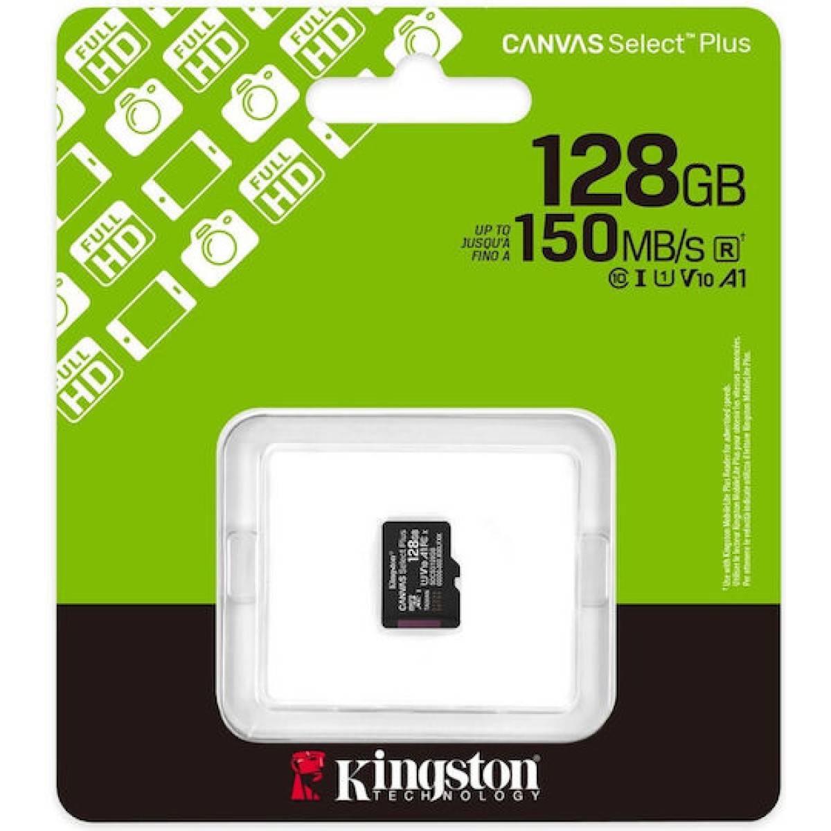 Kingston Canvas Select Plus microSDXC 128GB Class 10 U1 A1 με αντάπτορα