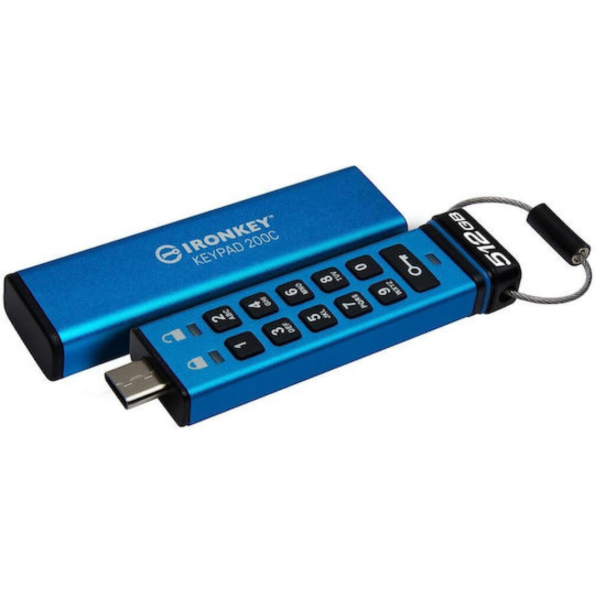 Kingston IronKey Keypad 200C 256GB USB 3.2 Stick με σύνδεση USB-C Μπλε
