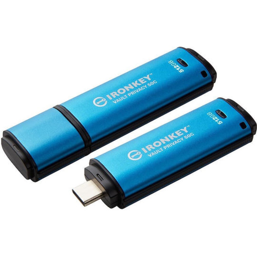 Kingston IronKey Vault Privacy 50 512GB USB 3.2 Stick με σύνδεση USB-C Μπλε