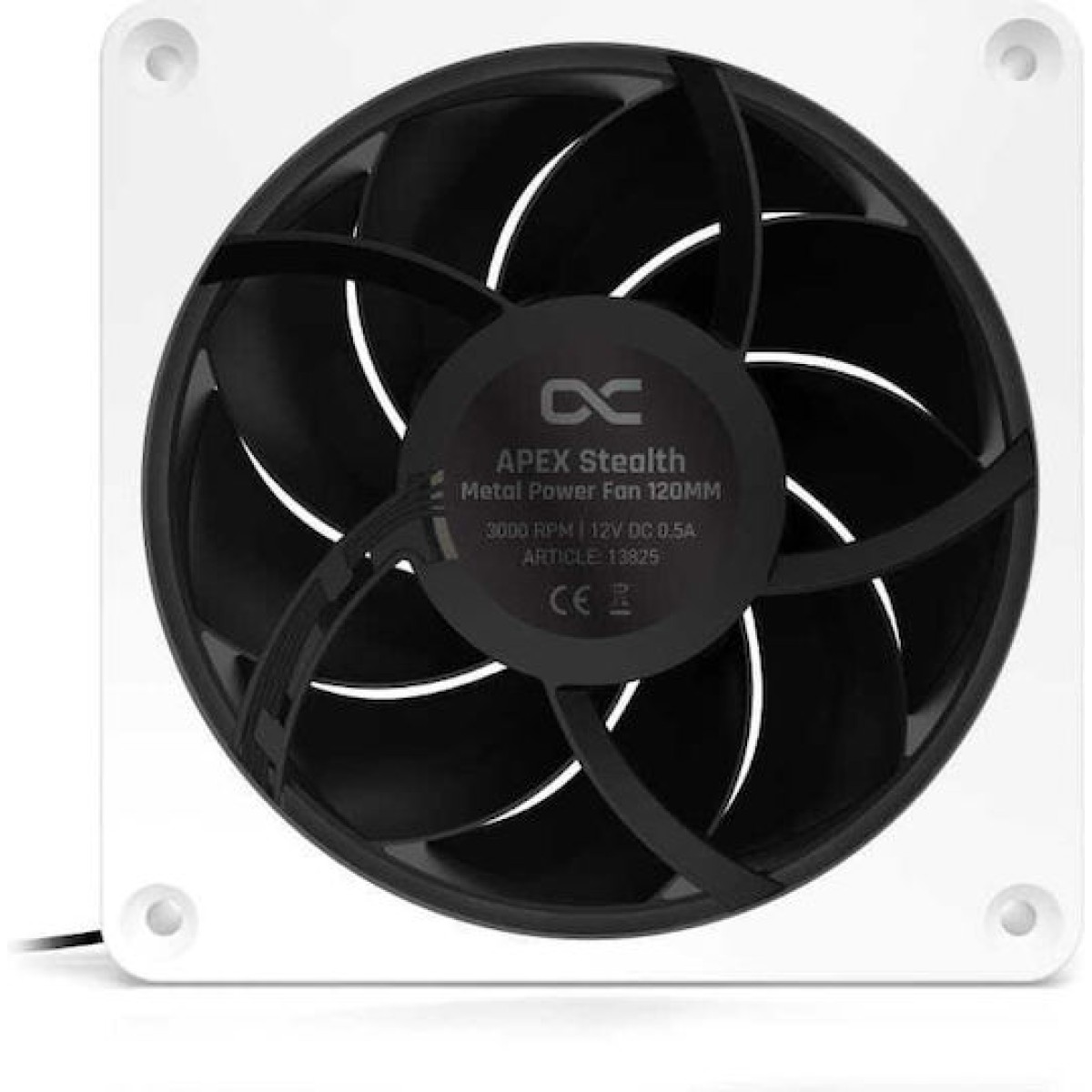 Alphacool Apex Stealth Metal Power Case Fan 120mm με Λευκό Φωτισμό και Σύνδεση 4-Pin PWM Λευκό