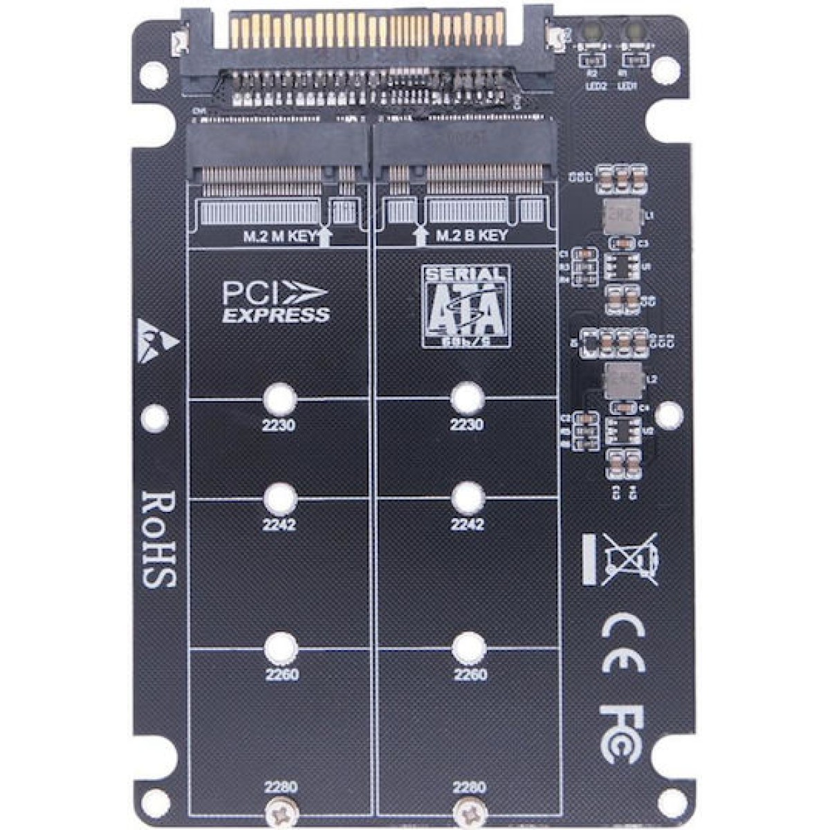 Ngff M.2 Nvme To U.2 2 Ports Adapter Card Dual Ssd To U.2 Sff-8639 Card Adapter
