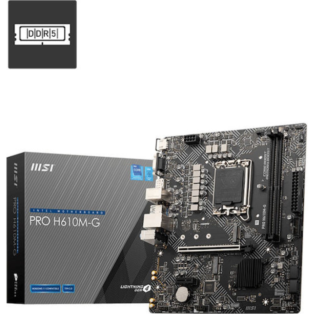 MSI Pro H610M-G Motherboard Micro ATX με Intel 1700 Socket 7D46-075R