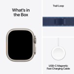 Apple Watch Ultra 3 Titanium 49mm Αδιάβροχο με eSIM και Παλμογράφο (Natural Titanium Case with Blue/Bright Blue Trail Loop - S/M)
