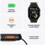 Apple Watch Ultra 3 Titanium 49mm Αδιάβροχο με eSIM και Παλμογράφο (Black Titanium Case with Black/Charcoal Trail Loop - S/M)