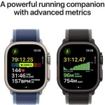 Apple Watch Ultra 3 Titanium 49mm Αδιάβροχο με eSIM και Παλμογράφο (Black Titanium Case with Black/Charcoal Trail Loop - S/M)