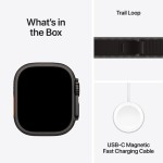 Apple Watch Ultra 3 Titanium 49mm Αδιάβροχο με eSIM και Παλμογράφο (Black Titanium Case with Black/Charcoal Trail Loop - M/L)