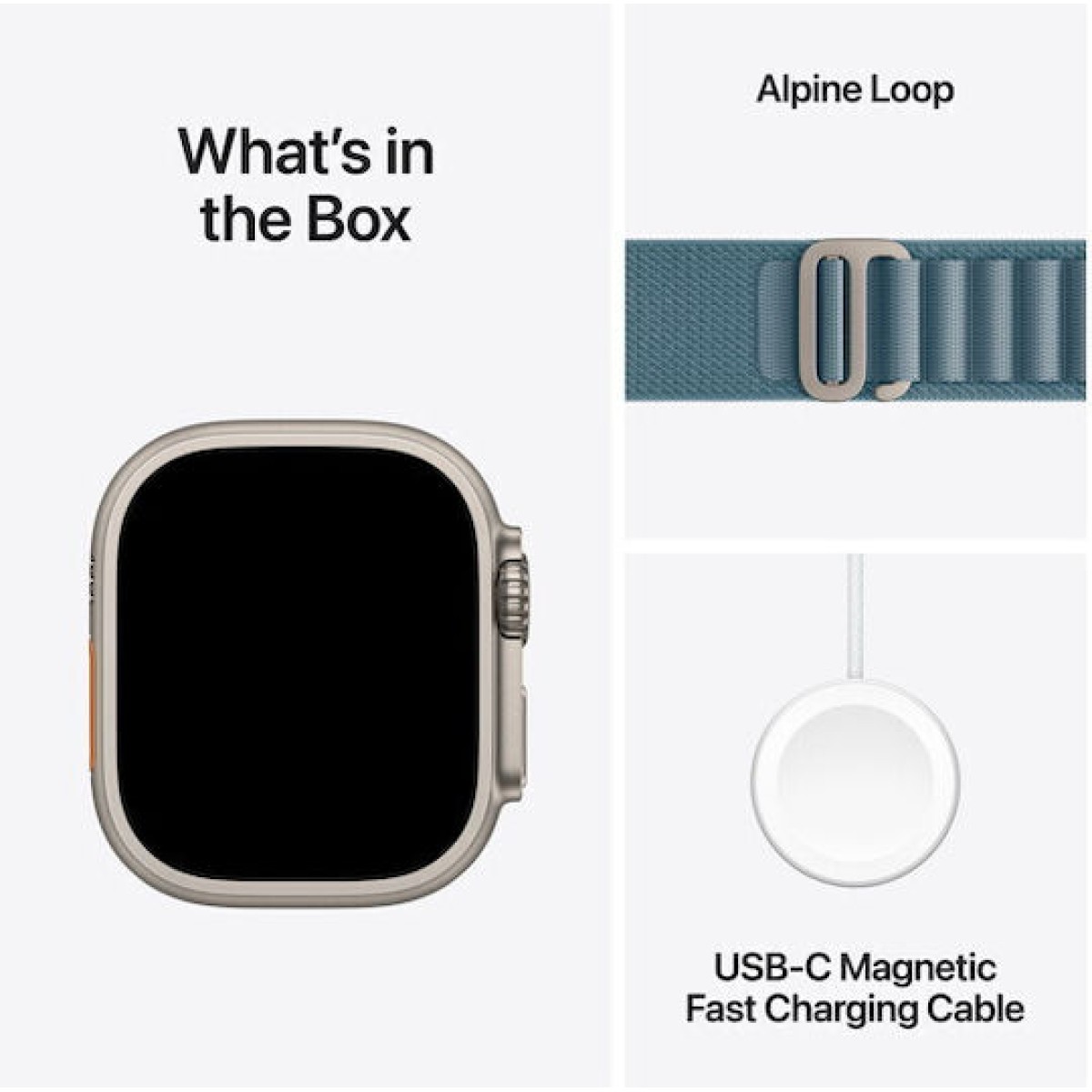 Apple Watch Ultra 3 Titanium 49mm Αδιάβροχο με eSIM και Παλμογράφο (Natural Titanium Case with Light Blue Alpine Loop - Medium)