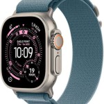 Apple Watch Ultra 3 Titanium 49mm Αδιάβροχο με eSIM και Παλμογράφο (Natural Titanium Case with Light Blue Alpine Loop - Large)