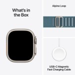 Apple Watch Ultra 3 Titanium 49mm Αδιάβροχο με eSIM και Παλμογράφο (Natural Titanium Case with Light Blue Alpine Loop - Large)