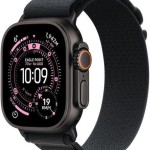 Apple Watch Ultra 3 Titanium 49mm Αδιάβροχο με eSIM και Παλμογράφο (Black Titanium Case with Black Alpine Loop - Medium)
