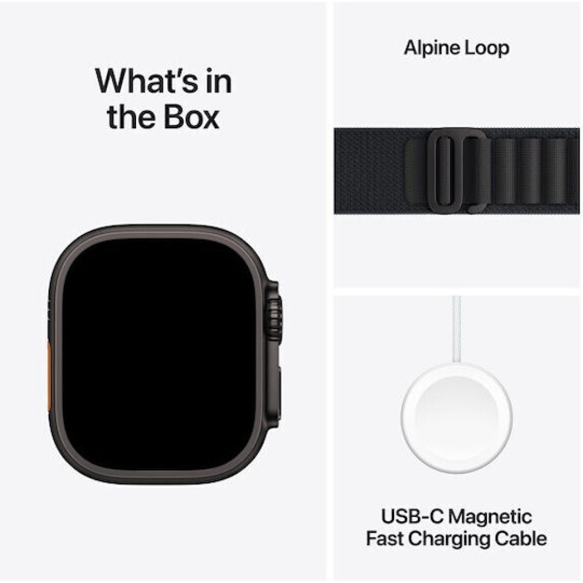 Apple Watch Ultra 3 Titanium 49mm Αδιάβροχο με eSIM και Παλμογράφο (Black Titanium Case with Black Alpine Loop - Large)