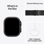 Apple Watch Ultra 3 Titanium 49mm Αδιάβροχο με eSIM και Παλμογράφο (Black Titanium Case with Black Titanium Milanese Loop - Medium)
