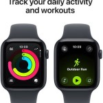 Apple Watch SE 3 Cellular Aluminium 44mm Αδιάβροχο με eSIM και Παλμογράφο (Midnight Aluminium Case with Midnight Sport Band - S/M)