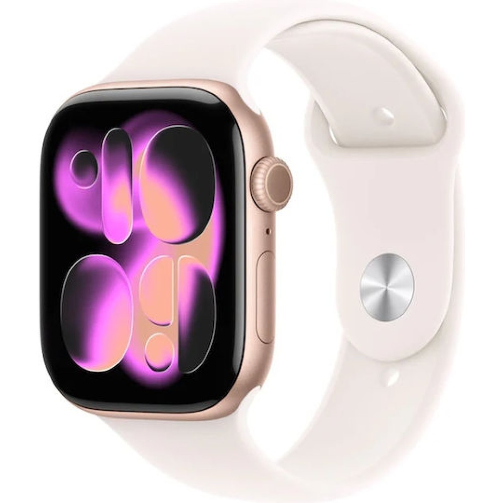 Apple Watch Series 11 Aluminium 42mm Αδιάβροχο με Παλμογράφο (Rose Gold Aluminium Case with Light Blush Sport Band - S/M)