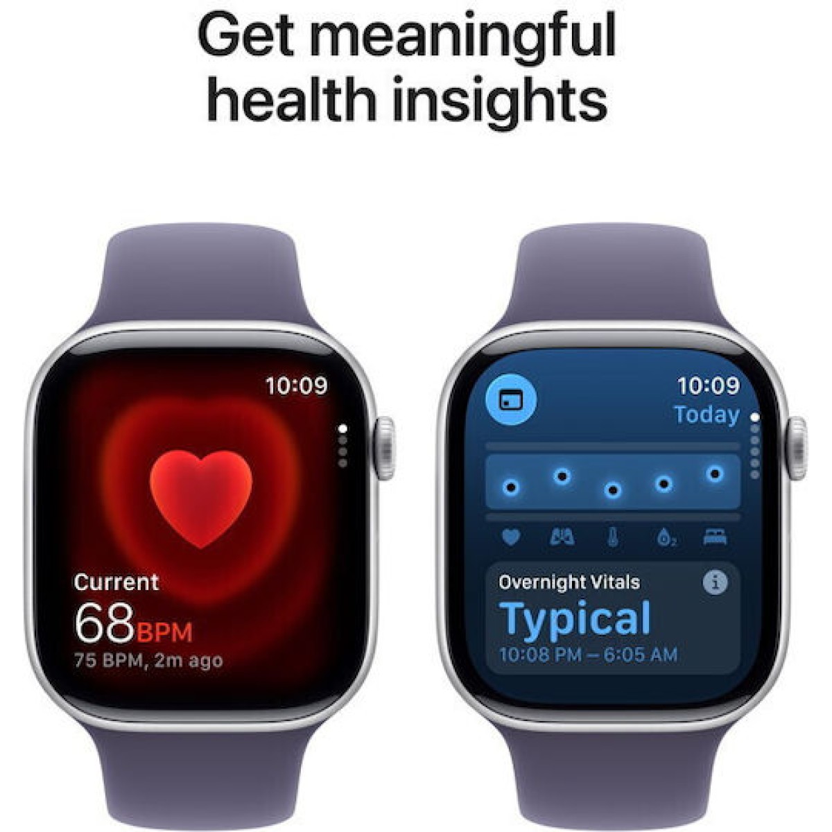 Apple Watch Series 11 Aluminium 46mm Αδιάβροχο με Παλμογράφο (Silver Aluminium Case with Purple Fog Sport Band - M/L)