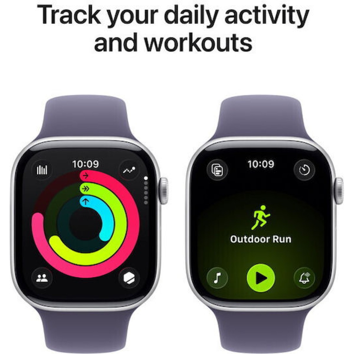 Apple Watch Series 11 Aluminium 46mm Αδιάβροχο με Παλμογράφο (Silver Aluminium Case with Purple Fog Sport Band - M/L)