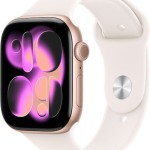 Apple Watch Series 11 Cellular Aluminium 42mm Αδιάβροχο με eSIM και Παλμογράφο (Rose Gold Aluminium Case with Light Blush Sport Band - S/M)