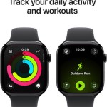 Apple Watch Series 11 Cellular Aluminium 42mm Αδιάβροχο με eSIM και Παλμογράφο (Jet Black Aluminium Case with Black Sport Band - S/M)