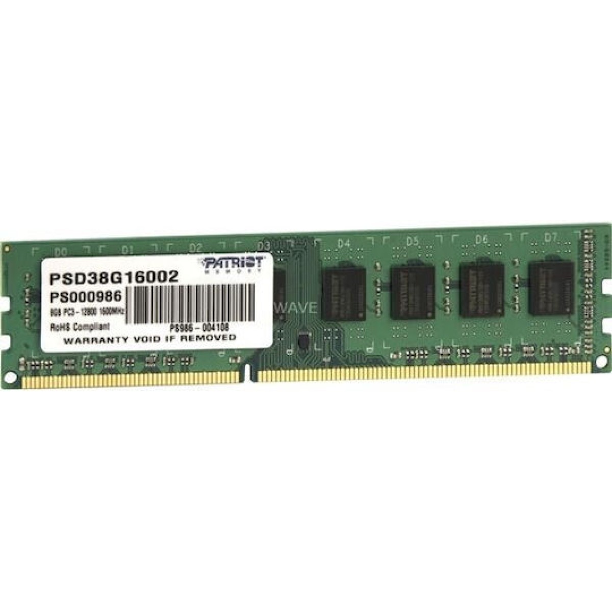 Patriot DDR3 με Module 1x8GB και Ταχύτητα 1600 για Desktop
