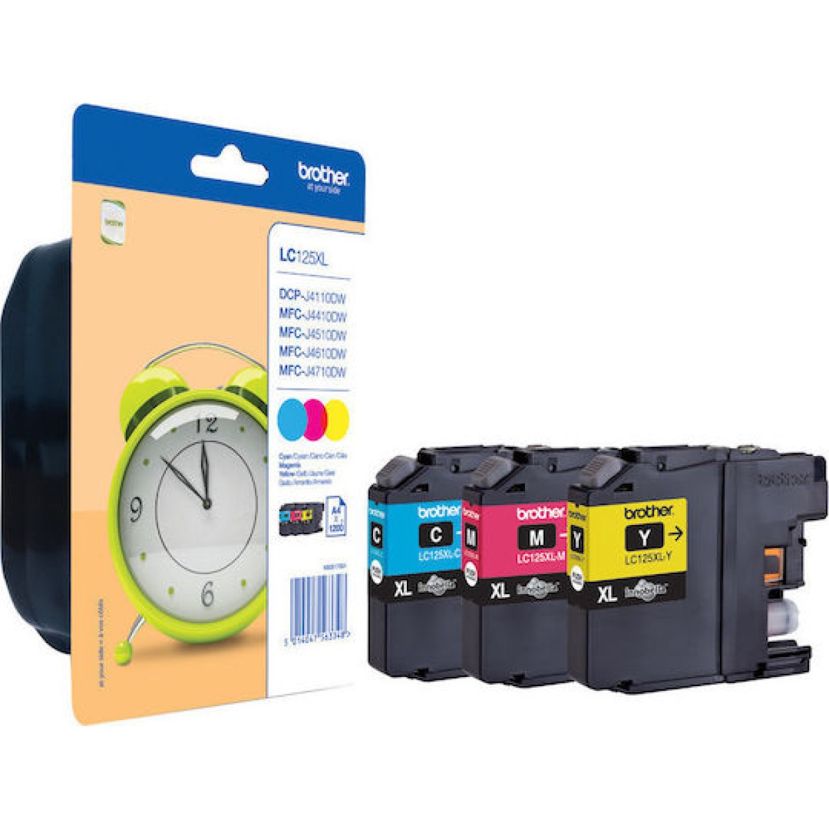 Brother LC125XL Γνήσιο Πακέτο 3 Μελανιών Εκτυπωτή InkJet Κίτρινο / Κυανό / Ματζέντα (LC-125XLRBWBP)