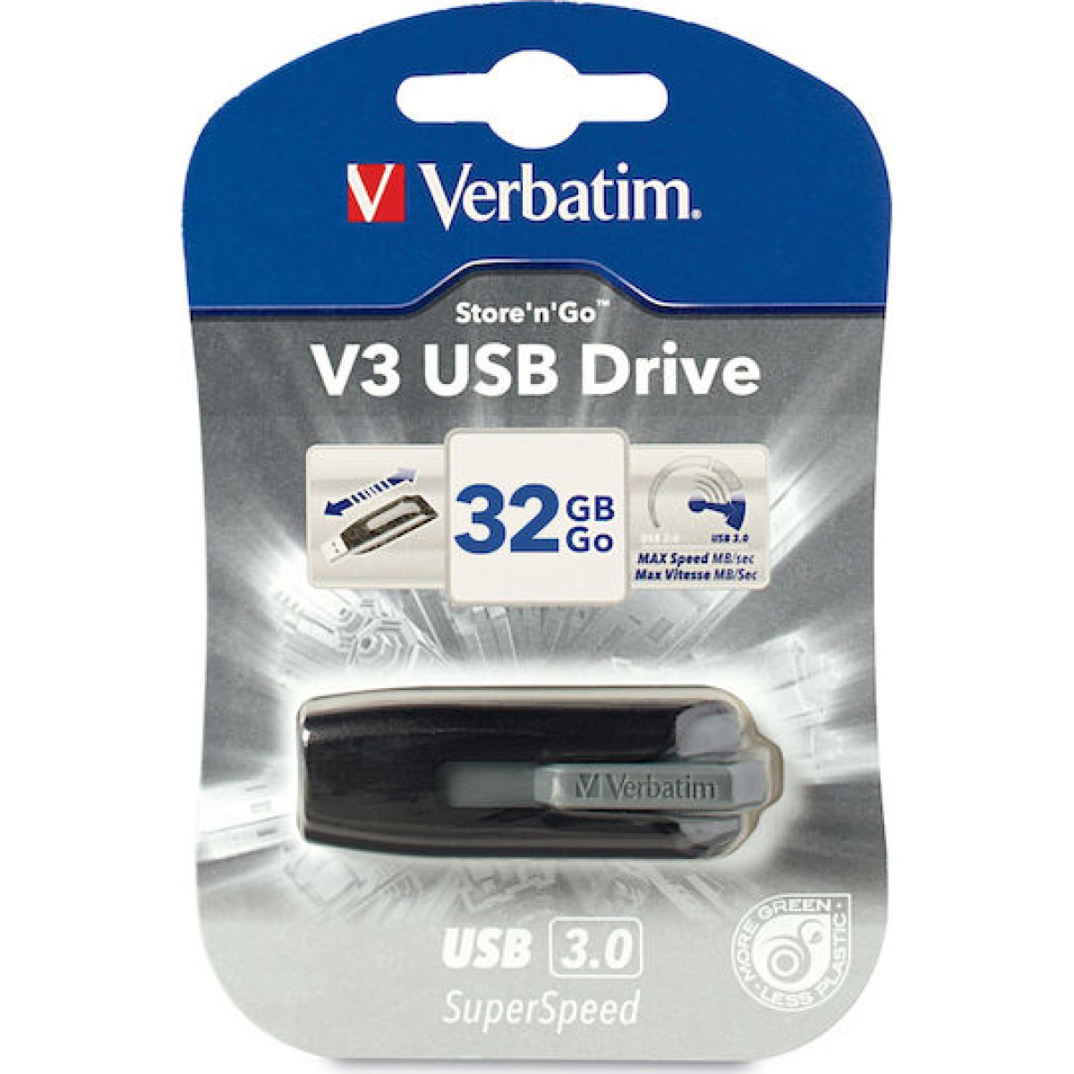 Verbatim Store 'n' Go V3 32GB USB 3.0 Stick Μαύρο