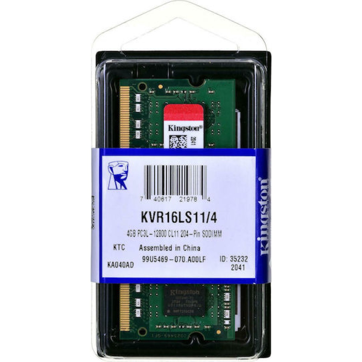 Kingston DDR3 με Module 1x4GB και Ταχύτητα 1600 για Laptop