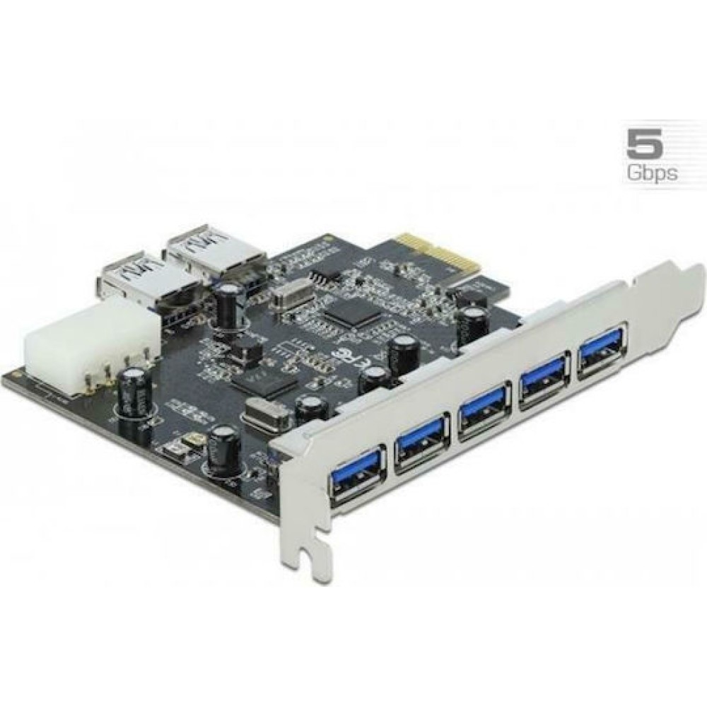 DeLock Κάρτα PCIe σε 5 εξωτερικές και 2 εσωτερικές θύρες USB 3.0