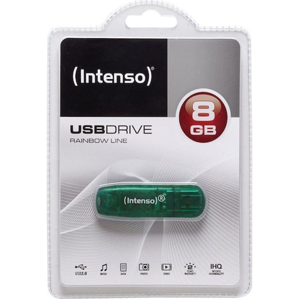 Intenso Rainbow Line 8GB USB 2.0 Stick Πράσινο