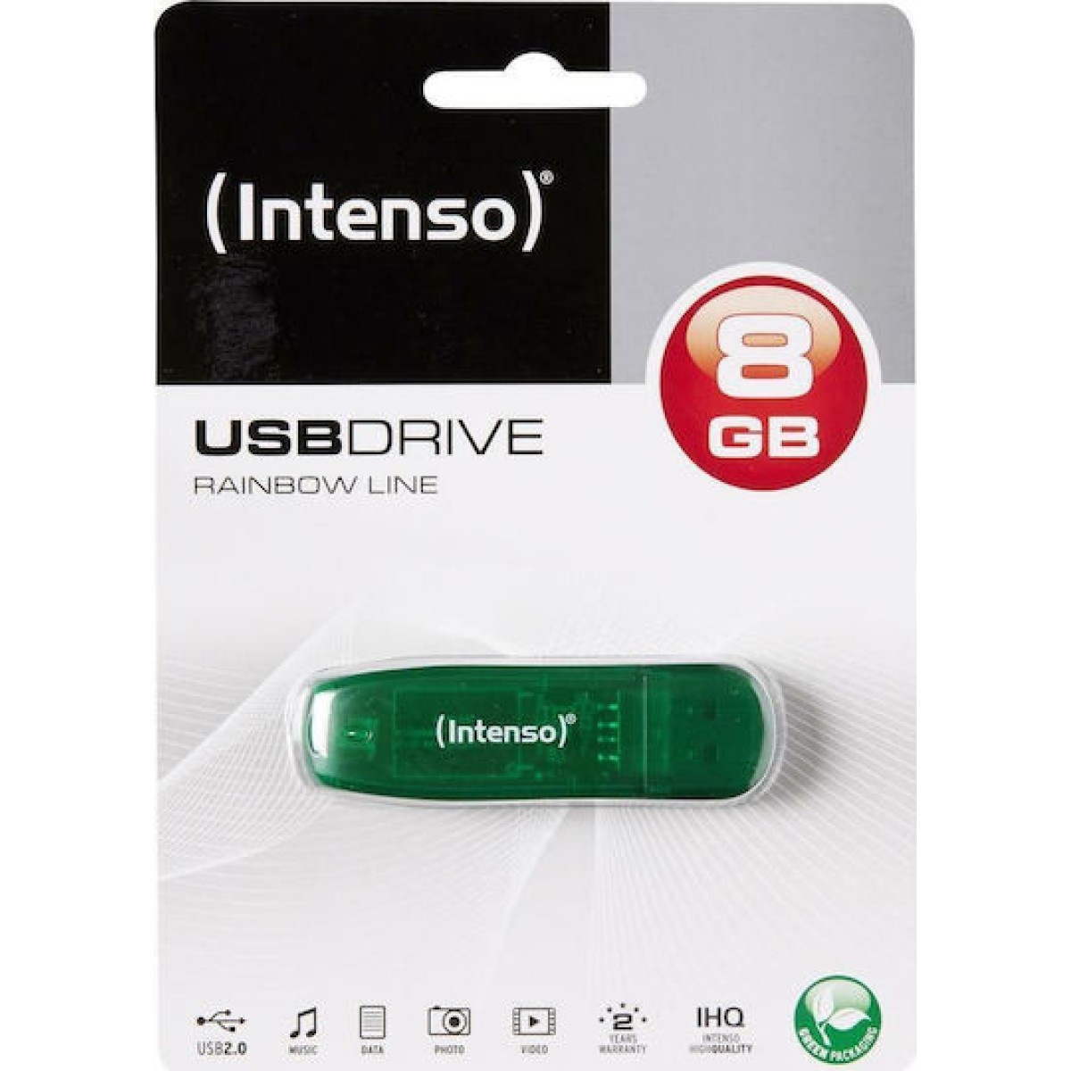Intenso Rainbow Line 8GB USB 2.0 Stick Πράσινο