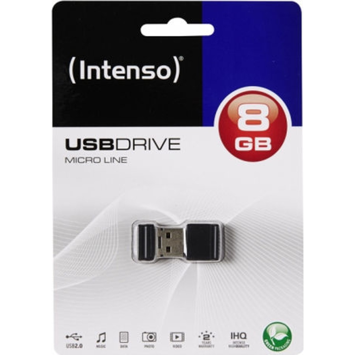 Intenso Micro Line 8GB USB 2.0 Stick Μαύρο