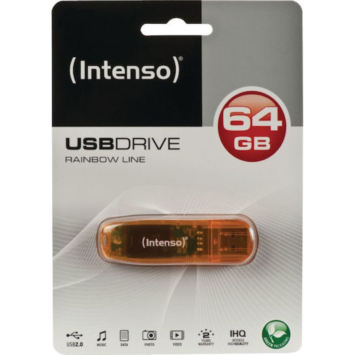 Intenso Rainbow Line 64GB USB 2.0 Stick Πορτοκαλί