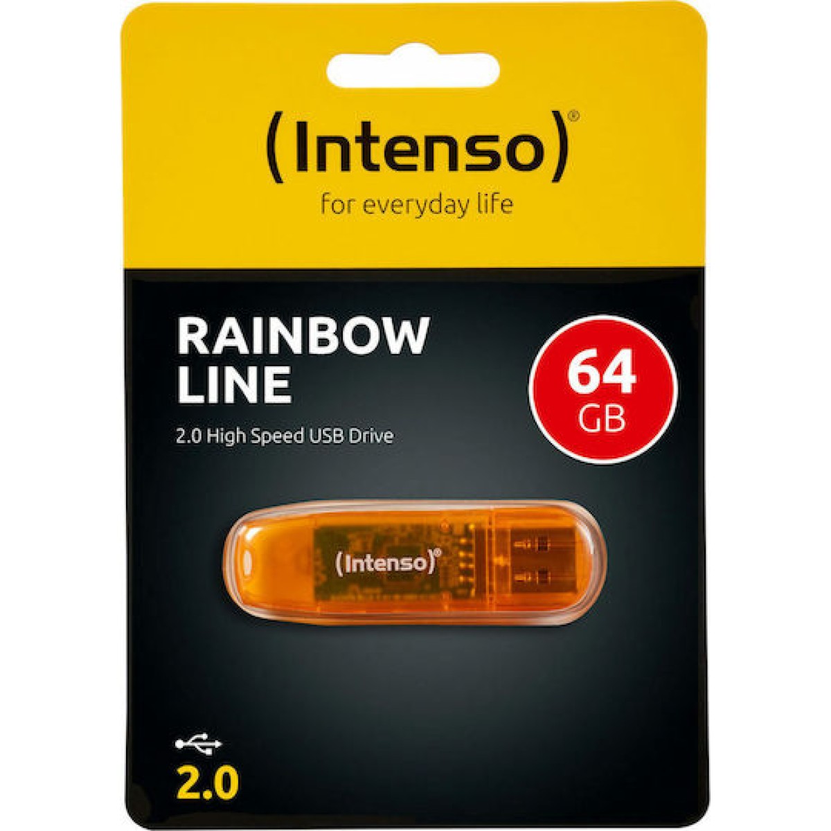 Intenso Rainbow Line 64GB USB 2.0 Stick Πορτοκαλί