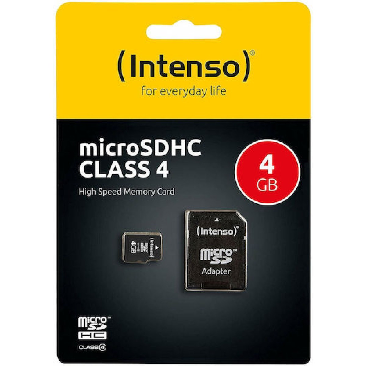Intenso microSDHC 4GB Class 4 με αντάπτορα