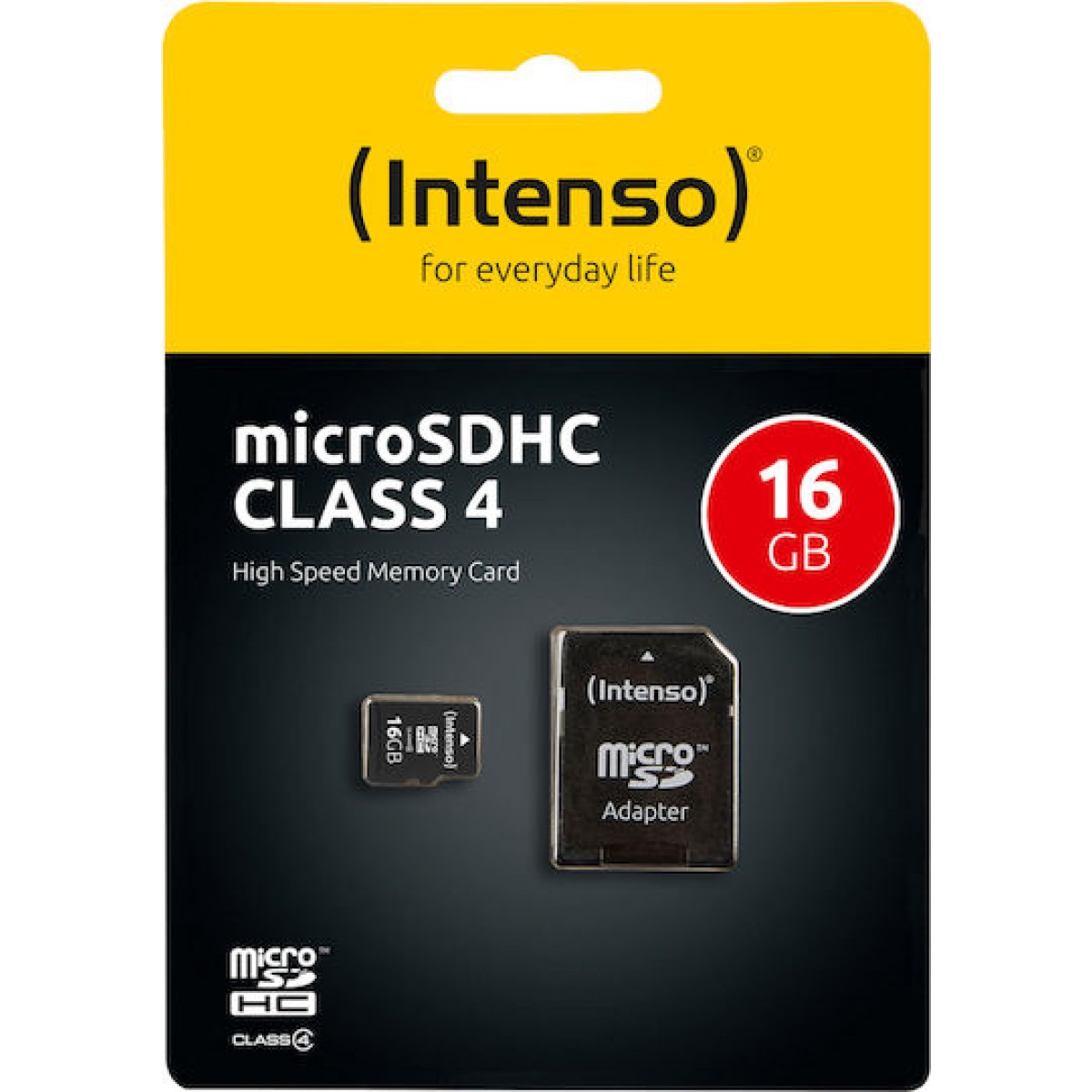 Intenso microSDHC 16GB Class 4 Default Speed με αντάπτορα