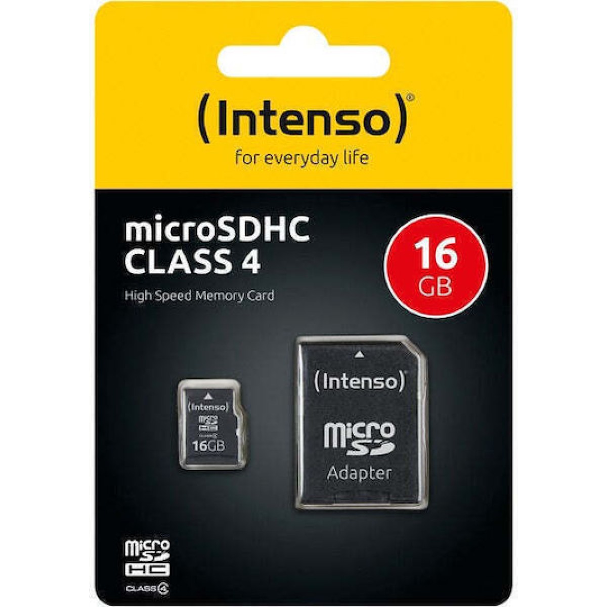 Intenso microSDHC 16GB Class 4 Default Speed με αντάπτορα