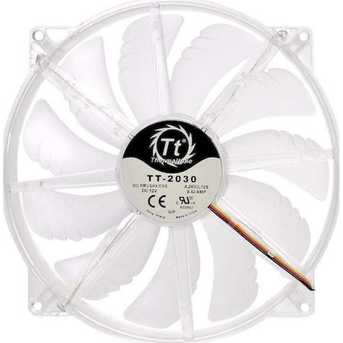 Thermaltake Pure 20 LED Case Fan 200mm με Μπλε Φωτισμό και Σύνδεση 3-Pin Λευκό