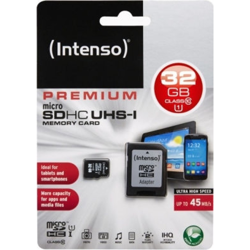 Intenso microSDHC 32GB Class 10 U1 UHS-I με αντάπτορα