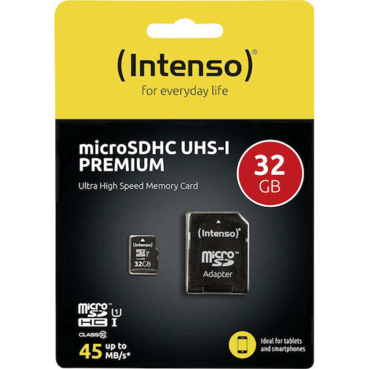 Intenso microSDHC 32GB Class 10 U1 UHS-I με αντάπτορα