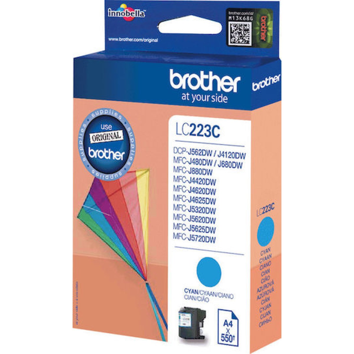 Brother LC223 Γνήσιο Μελάνι Εκτυπωτή InkJet Κυανό (LC-223C)