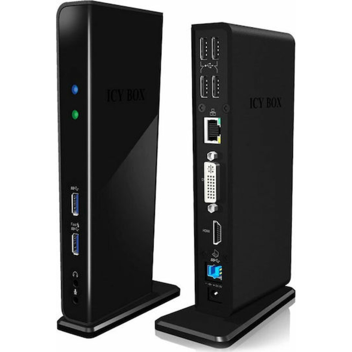 Icy Box USB-C Docking Station με HDMI Ethernet και σύνδεση 2 Οθονών Μαύρο (IB-DK2241AC)