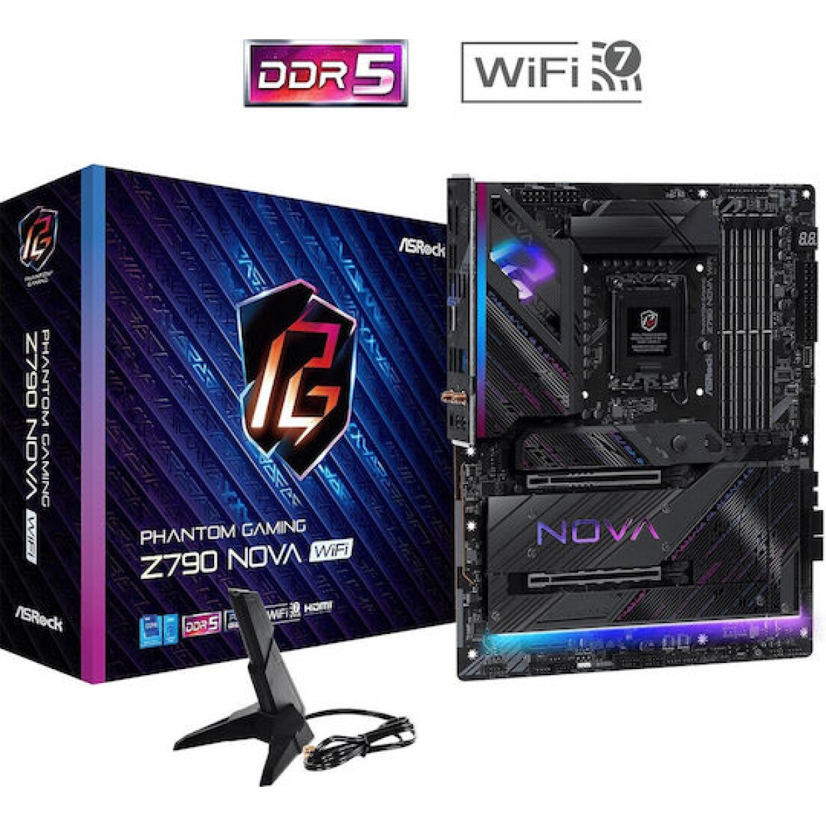 ASRock Phantom Gaming Nova Z790 Wi-Fi Motherboard ATX με Intel 1700 Socket 90-MXBMB0-A0UAYZ
