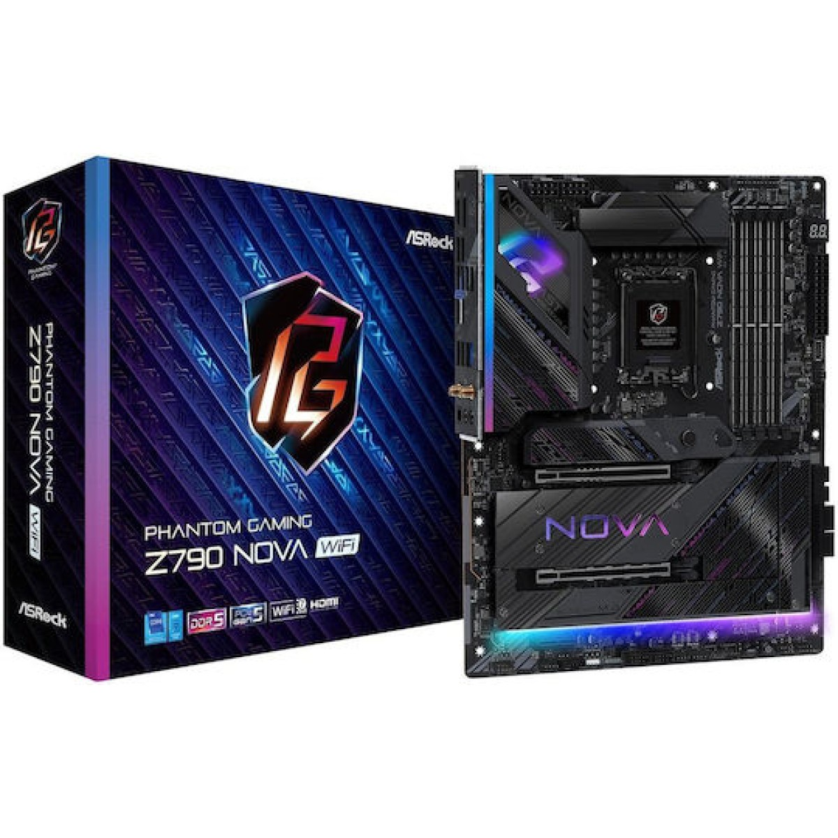 ASRock Phantom Gaming Nova Z790 Wi-Fi Motherboard ATX με Intel 1700 Socket 90-MXBMB0-A0UAYZ