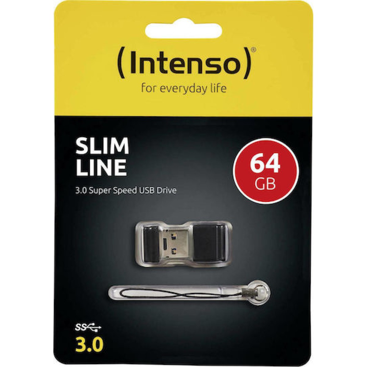 Intenso Slim Line 64GB USB 3.0 Stick Μαύρο