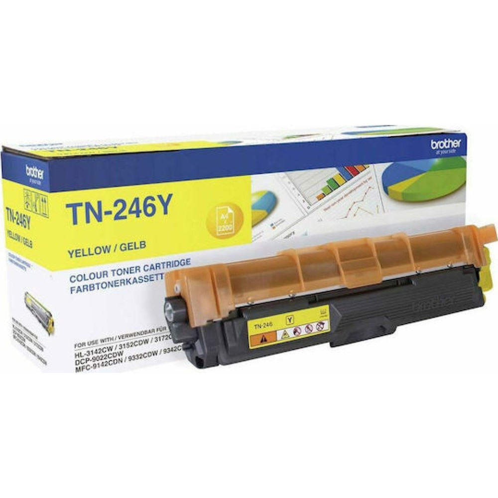 Brother TN-246Y Γνήσιο Toner Laser Εκτυπωτή Κίτρινο High Capacity 2200 Σελίδων (TN-246Y)