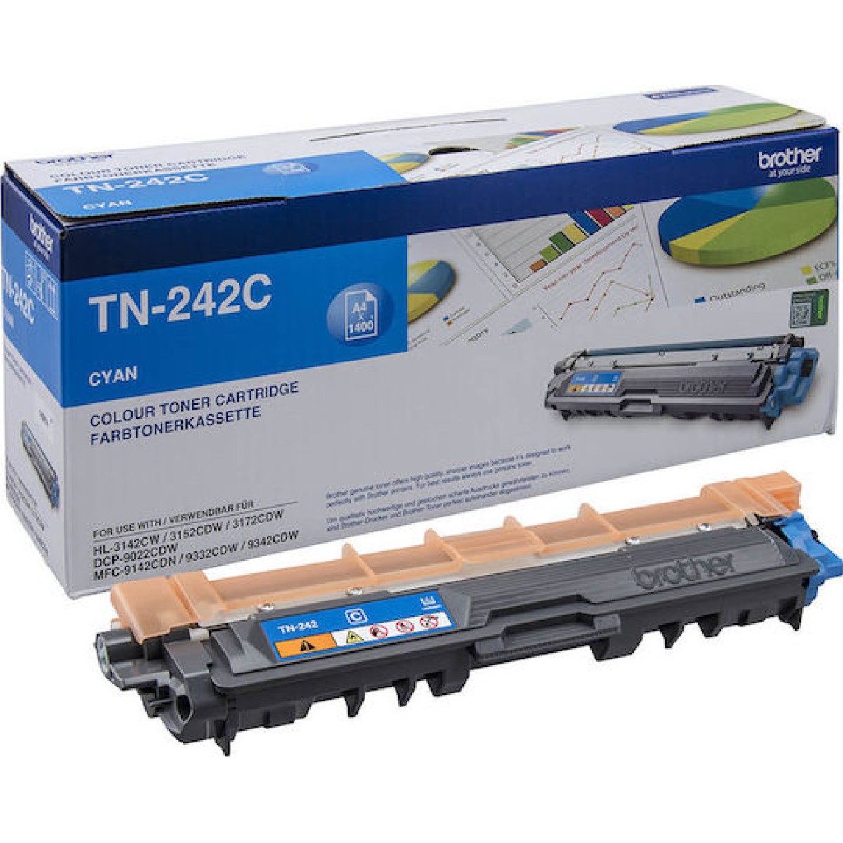 Brother TN-242C Γνήσιο Toner Laser Εκτυπωτή Κυανό 1400 Σελίδων (TN-242C)
