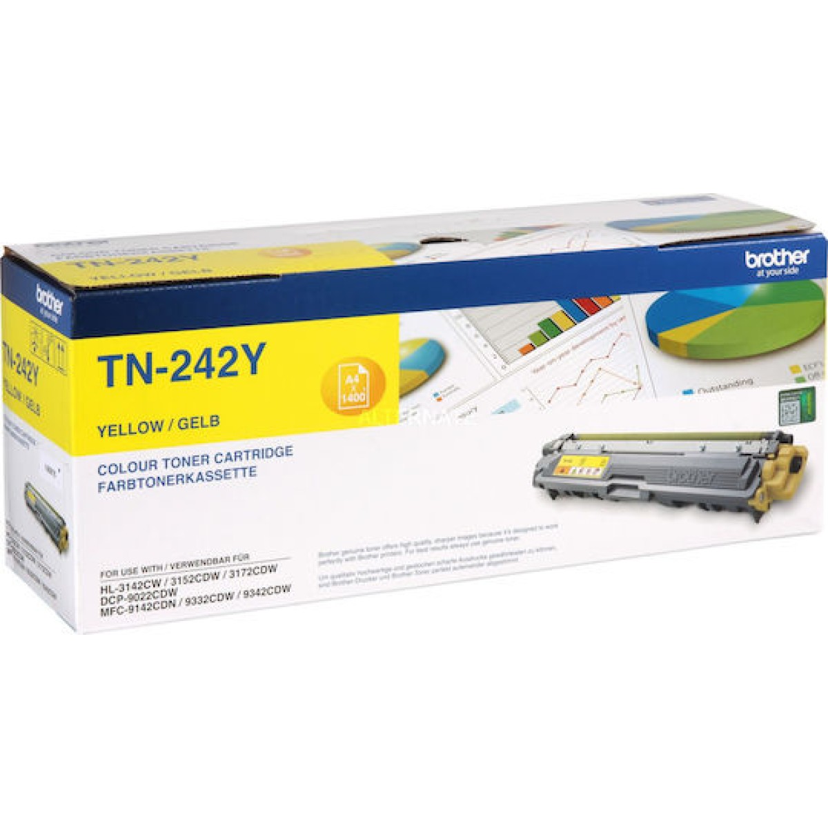 Brother TN-242Y Γνήσιο Toner Laser Εκτυπωτή Κίτρινο 1400 Σελίδων (TN-242Y)