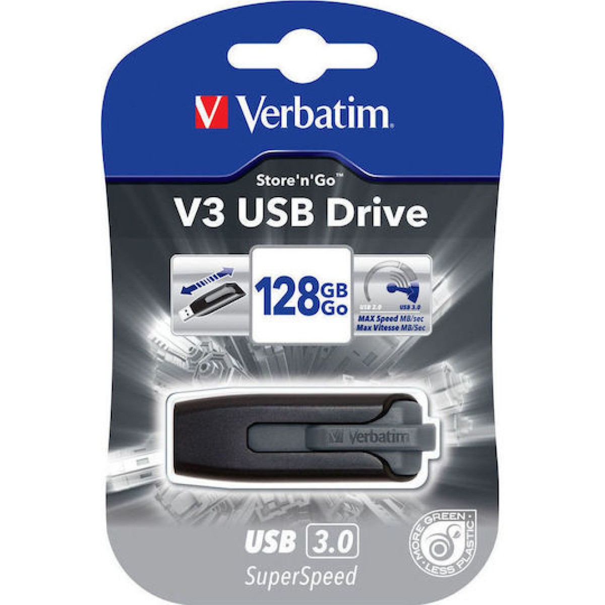 Verbatim Store 'n' Go V3 128GB USB 3.0 Stick Μαύρο