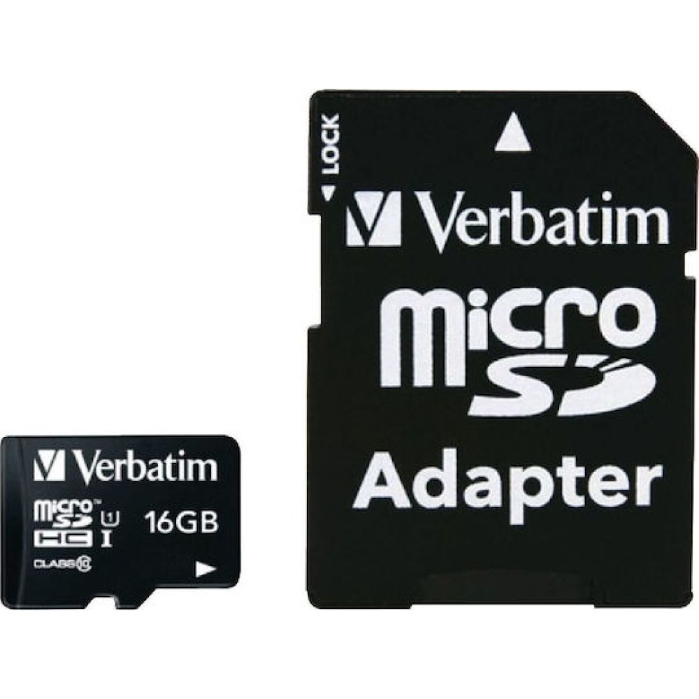 Verbatim Premium microSDHC 16GB Class 10 U1 UHS-I με αντάπτορα
